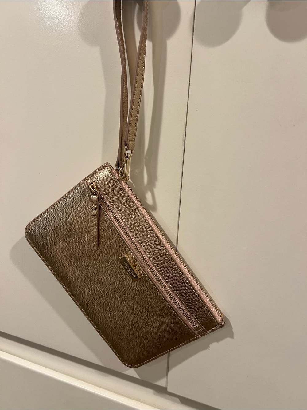 kate spade Metallic Rose Gold Wristlet Wallet